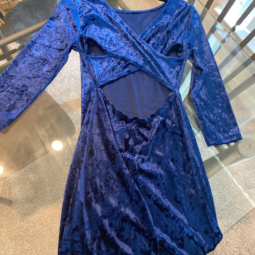 Blue Velvet Long Sleeve dress